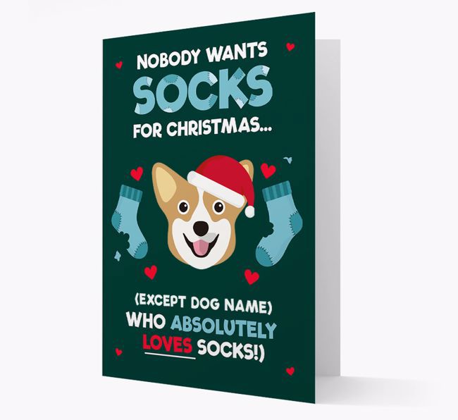 'Nobody Wants Socks for Christmas' - Personalized {breedFullName} Christmas Card